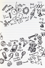 Math formulas on notebook with copy space. Studying math back to school. Math symbols for background.