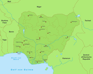 Karte von Nigeria - Grün (detailliert)