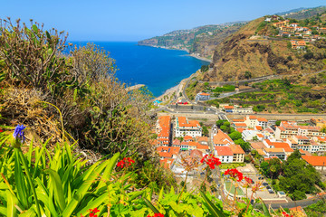 View of Camara de Lobos fishing village and port, Madeira island