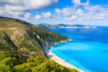 View of beautiful Myrtos bay and beach on Kefalonia island, Greece