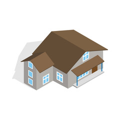 Three storey house icon, isometric 3d style