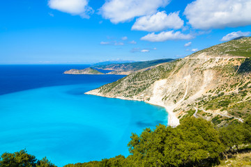 View of beautiful Myrtos beach on Kefalonia island, Greece