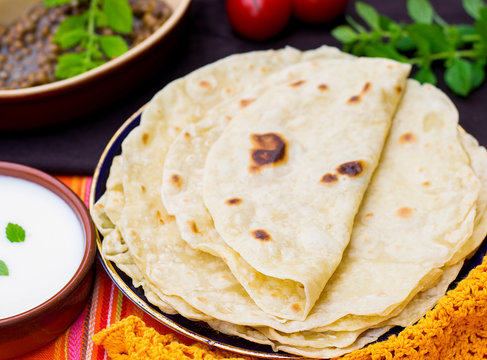 Indian flatbread chapati or roti