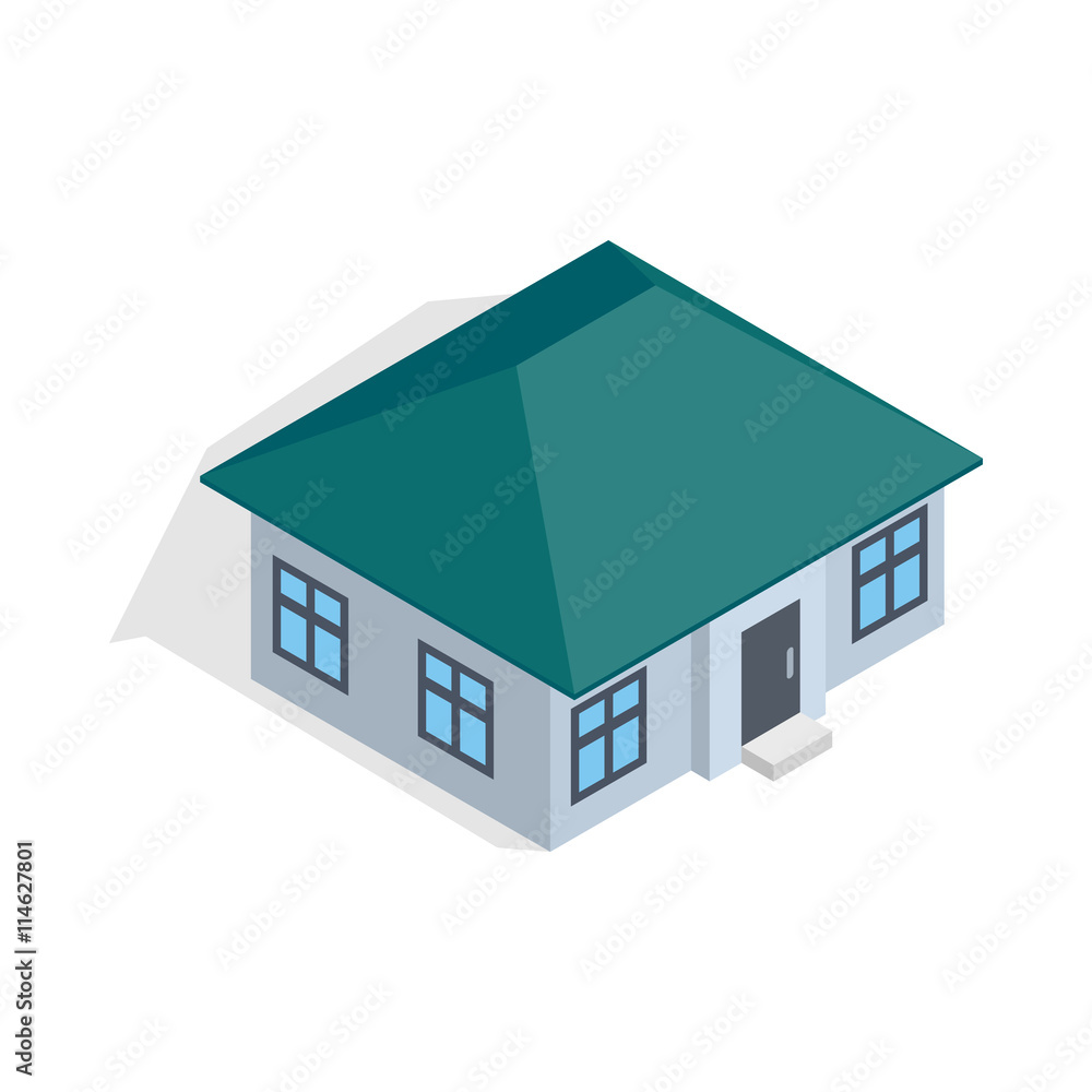 Sticker One storey house icon, isometric 3d style - Stickers