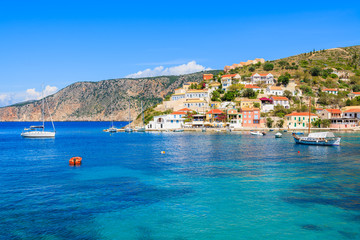 View of Assos village and beautiful sea bay, Kefalonia island, Greece