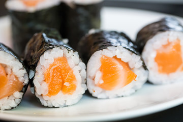 Sushi roll with salmon