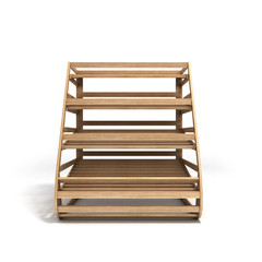 empty wooden shelves for bread 3d render on a white background