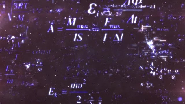 math physics formulas on chalkboard tilting, computer generated loopable motion background. 4k 3d rendering