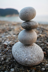 Fototapeta na wymiar Stones stack near the sea