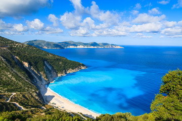 View of beautiful Myrtos beach on Kefalonia island, Greece