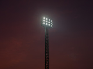 sportlights tower with background twilight
