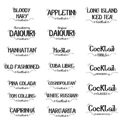 Set of cocktails logo for restaurants and bar business vector illustration