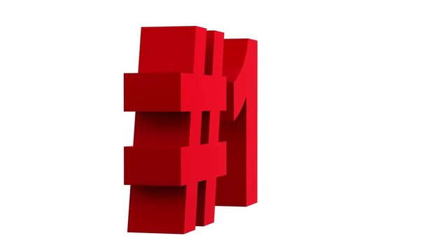 red number one loop rotate on white background
