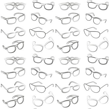 Eyeglasses. Seamless pattern. Men's Glasses, women's glasses, sunglasses