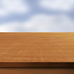 Wooden tabletop with blurred background