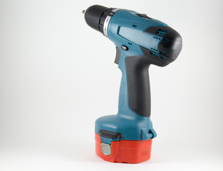 Cordless screwdriver on a white background