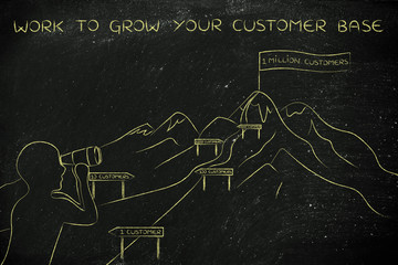 grow your customer base, man looking at path to hike