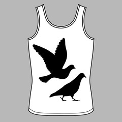 Going & flying pigeons black silhouette singlet