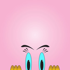 Cartoon eyes peeking holiday card