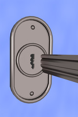 Key with lock cylinder, 3d illustration