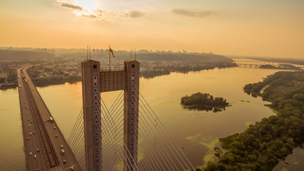 Fototapeta premium South Bridge aerial view at sunset.