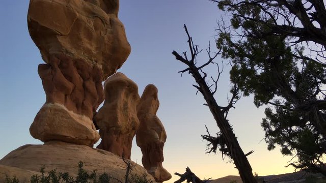 Devil's Garden hoodoos after sunset, Grand Staircase Escalante National Monument, Utah Steady shot