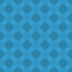 Seamless Texture on Blue. Element for Design. Ornamental Backdrop. Pattern Fill. Ornate Floral Decor for Wallpaper. Traditional Decor on Background