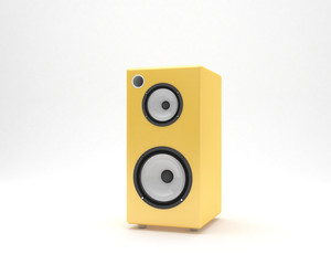 yellow audio speaker realistic modeling
(white background)
