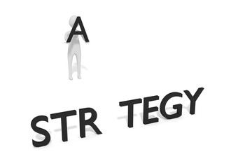 Missing letter: Strategy, 3d illustration