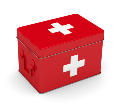 3d rendered first aid kit isolated over white
