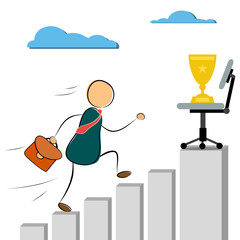 Businessman run to success cup