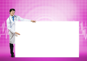 Doctor with banner