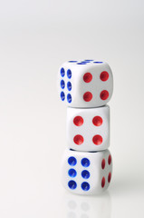 Dices on White Background, Selective Focus