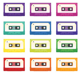 Fototapeta premium Set of colorful cassette tapes