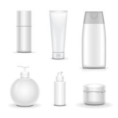 blank cosmetic package collection set isolated on white background