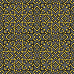 Geometric abstract pattern background. Golden and black wallpaper, vector illustration