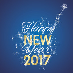 2017 Happy New Year firework blue background vector