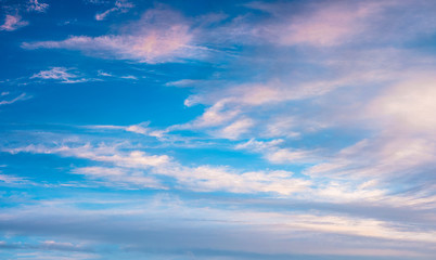 Cloudy blue sky during sunset background. 
