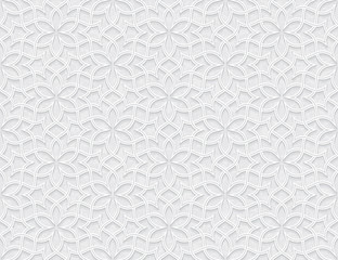 Arabesque Star Pattern with Grunge Light Grey Background, Vector Illustration