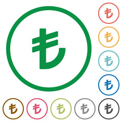 Turkish lira sign outlined flat icons