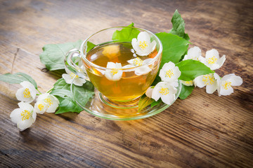 Herbal tea with jasmine flowers