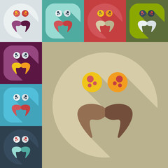 Fototapeta premium Flat modern design with shadow icons smiley mustache