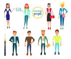 Business characters. Design Set with Employees. Vector Illustration.