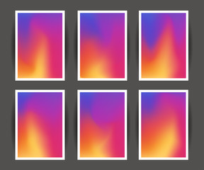 Fototapeta premium Bright colorful holographic background set. Design for greeting card, report, cover, book, print, fashion. Modern hipster style trends