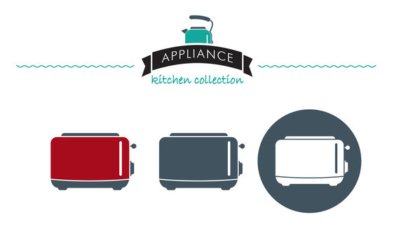 Appliance kitchen collection. Modern electric Toaster. Icon. Symbol. Vector.