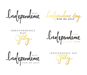 Independence Day Happy 4th of July. Calligraphy for greeting card inscription