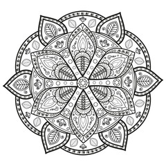 Black and white mandala vector for coloring book,mandala in bianco e nero vettoriale da colorare