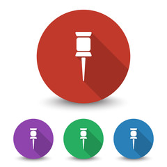 White Pushpin icon in different colors set