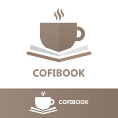 Vector book and a cup of coffee logo concept