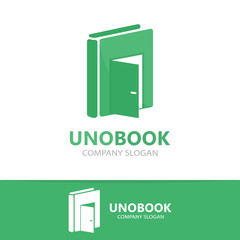 Vector logo combination of a book and door